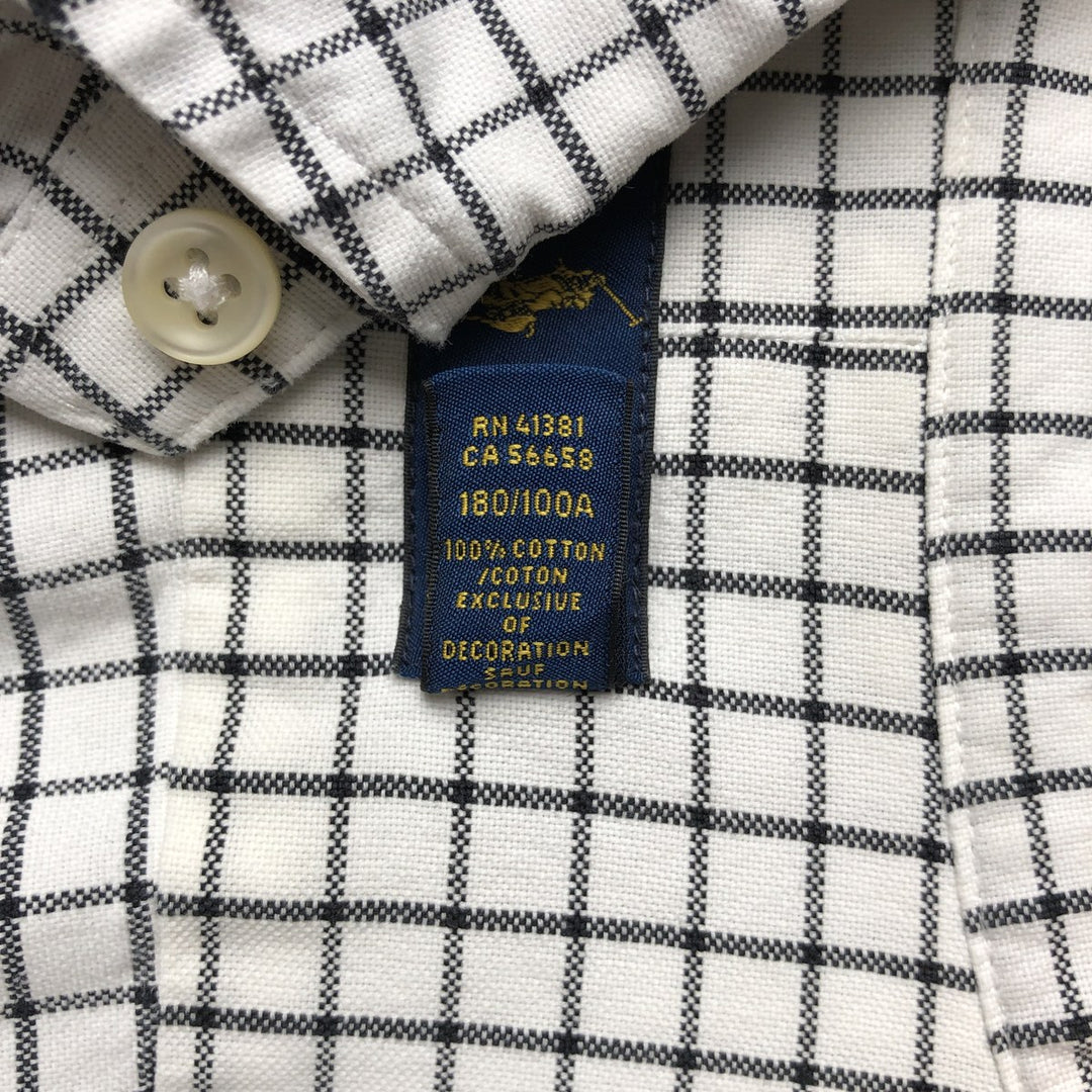 Ralph Lauren long sleeve button down check shirt, men's size L cotton white type Vintage Second Hand