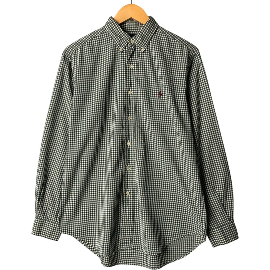 Ralph Lauren Classic Fit Long Sleeve Button Down Check Shirt Men's M cotton Green type dark green Vintage Second Hand