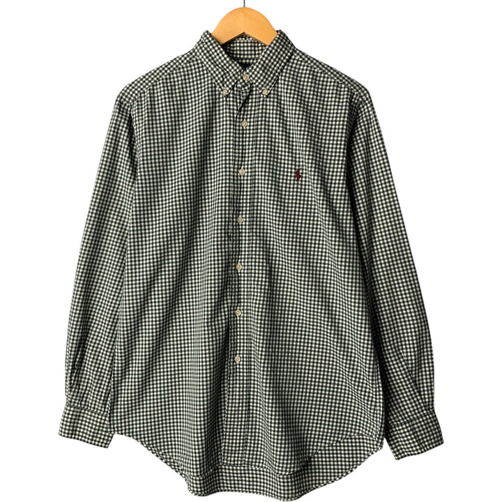 Ralph Lauren Classic Fit Long Sleeve Button Down Check Shirt Men's M cotton Green type dark green Vintage Second Hand