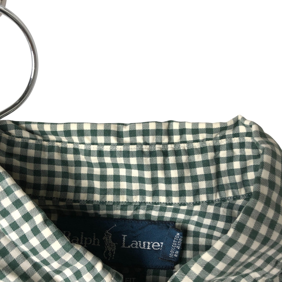 Ralph Lauren Classic Fit Long Sleeve Button Down Check Shirt Men's M cotton Green type dark green Vintage Second Hand