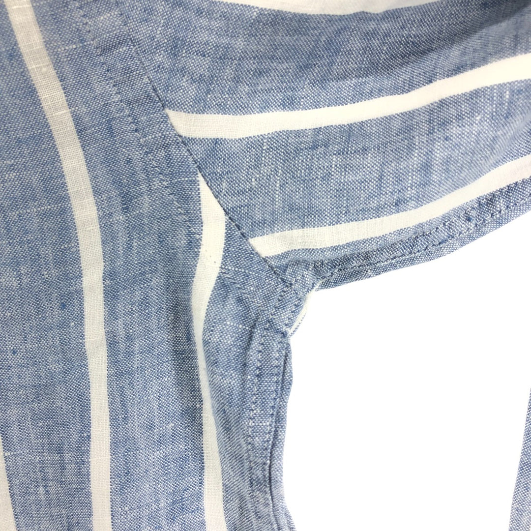 Brooks Brothers 1818 Stripe Pattern Long Sleeve Linen Button Down Shirt, Men's Size M linen blue type Vintage Second Hand