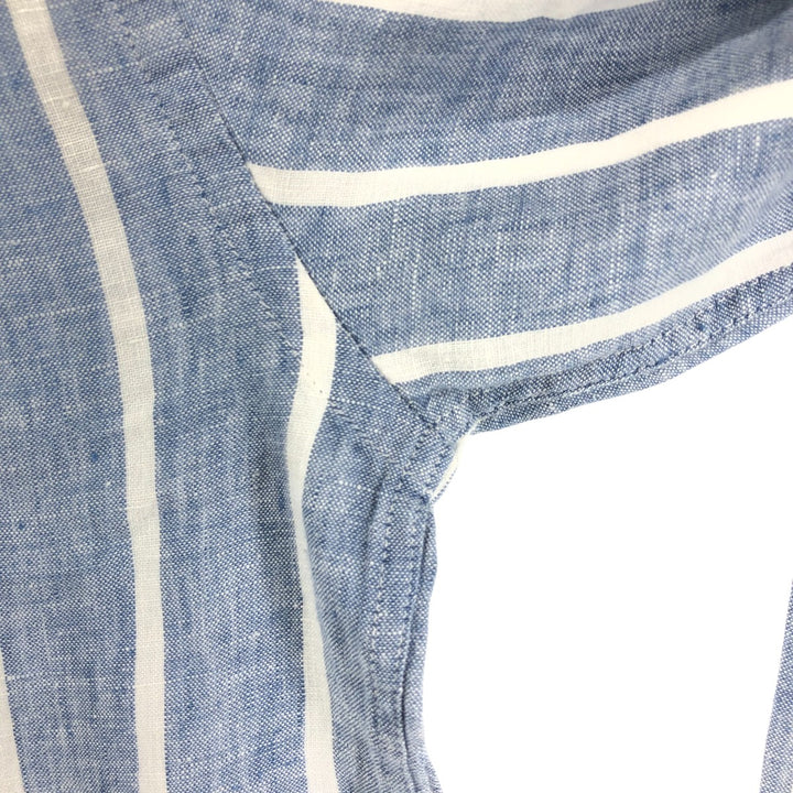 Brooks Brothers 1818 Stripe Pattern Long Sleeve Linen Button Down Shirt, Men's Size M linen blue type Vintage Second Hand
