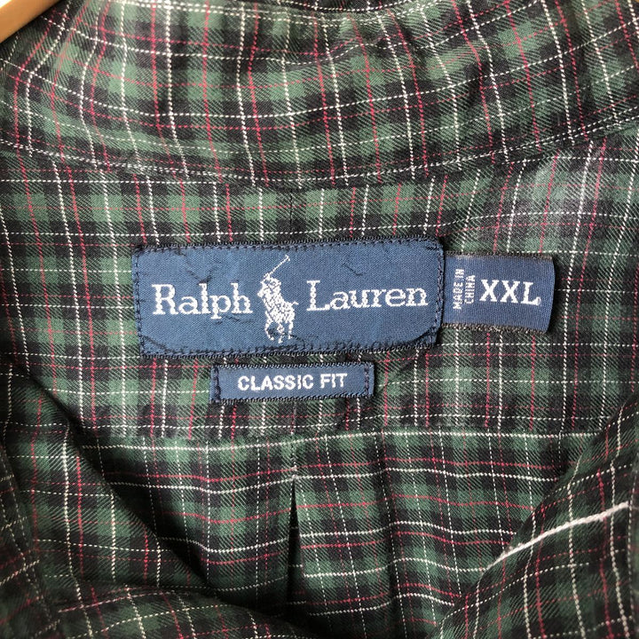 Ralph Lauren Classic Fit Long Sleeve Button Down Check Shirt Men's XXL cotton green type Vintage Second Hand
