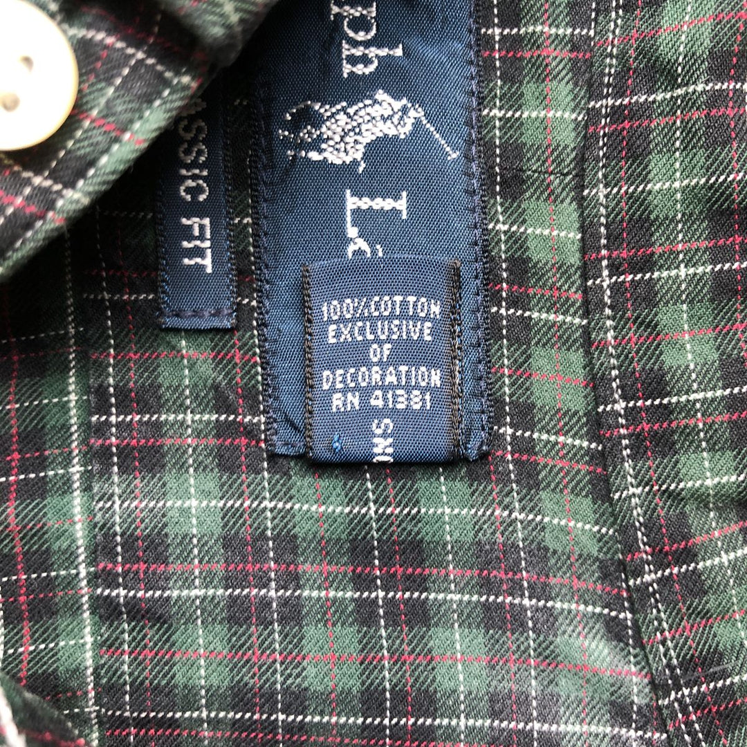 Ralph Lauren Classic Fit Long Sleeve Button Down Check Shirt Men's XXL cotton green type Vintage Second Hand