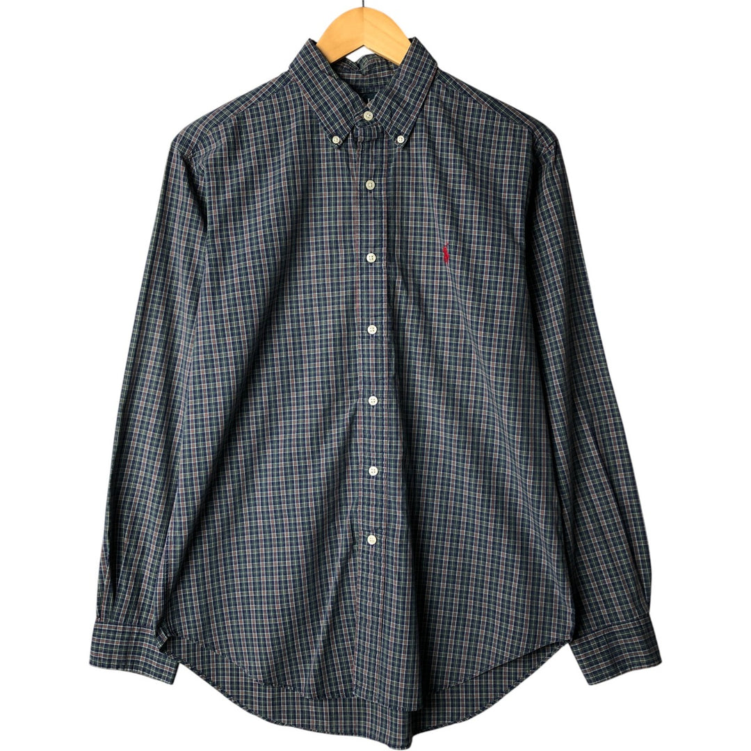 Ralph Lauren Classic Fit Long Sleeve Button Down Check Shirt Men's M cotton blue type Vintage Second Hand