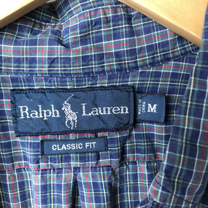 Ralph Lauren Classic Fit Long Sleeve Button Down Check Shirt Men's M cotton blue type Vintage Second Hand