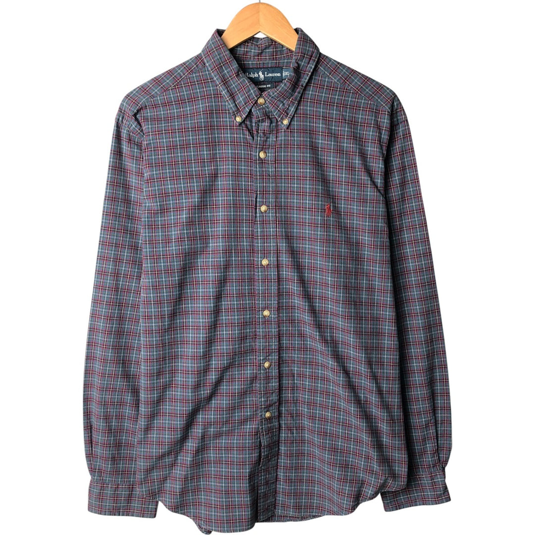 Ralph Lauren Classic Fit Long Sleeve Button Down Check Shirt Men's XL cotton blue type Vintage Second Hand