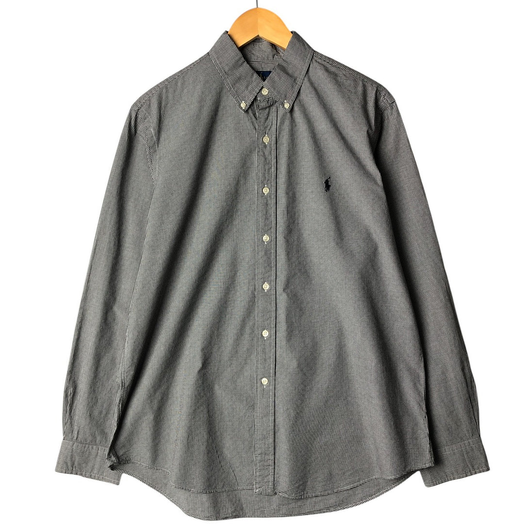 Ralph Lauren long sleeve button down check shirt, men's size L cotton white type Vintage Second Hand