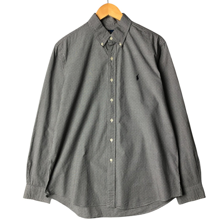 Ralph Lauren long sleeve button down check shirt, men's size L cotton white type Vintage Second Hand