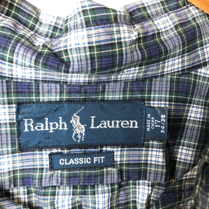 Ralph Lauren Classic Fit Long Sleeve Button Down Check Shirt Men's XL cotton blue type Vintage Second Hand