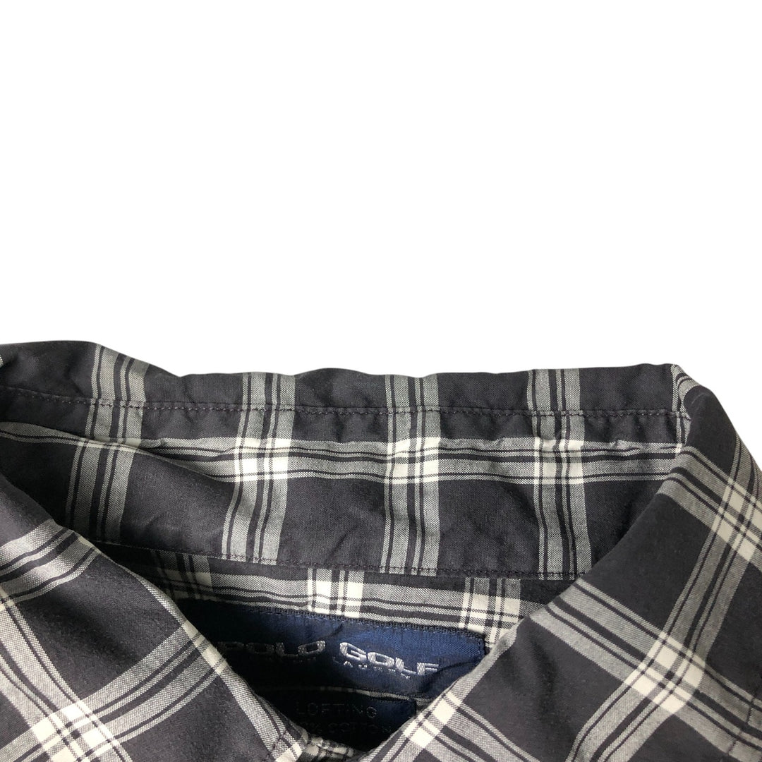 Ralph Lauren POLO GOLF Long sleeve cotton check shirt, men's size M cotton white type Vintage Second Hand