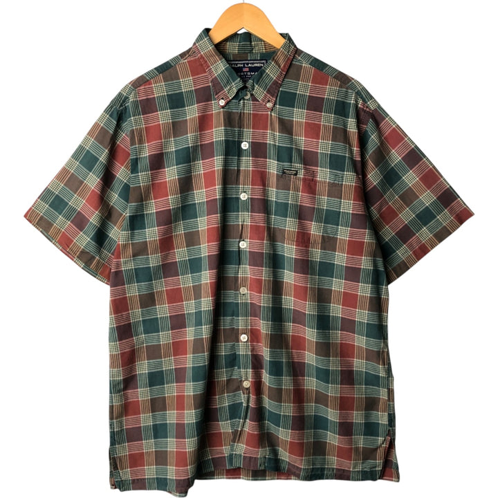 90'S Ralph Lauren SPORTMAN short sleeve button down check shirt men's size L box shirt vintage cotton red type Vintage Second Hand