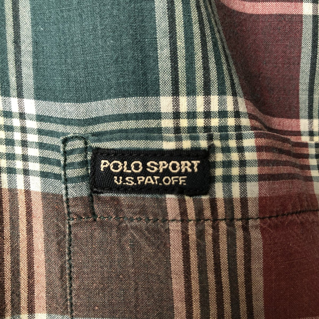 90'S Ralph Lauren SPORTMAN short sleeve button down check shirt men's size L box shirt vintage cotton red type Vintage Second Hand