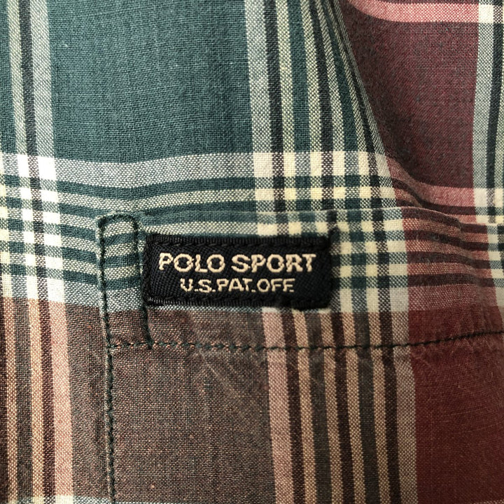 90'S Ralph Lauren SPORTMAN short sleeve button down check shirt men's size L box shirt vintage cotton red type Vintage Second Hand