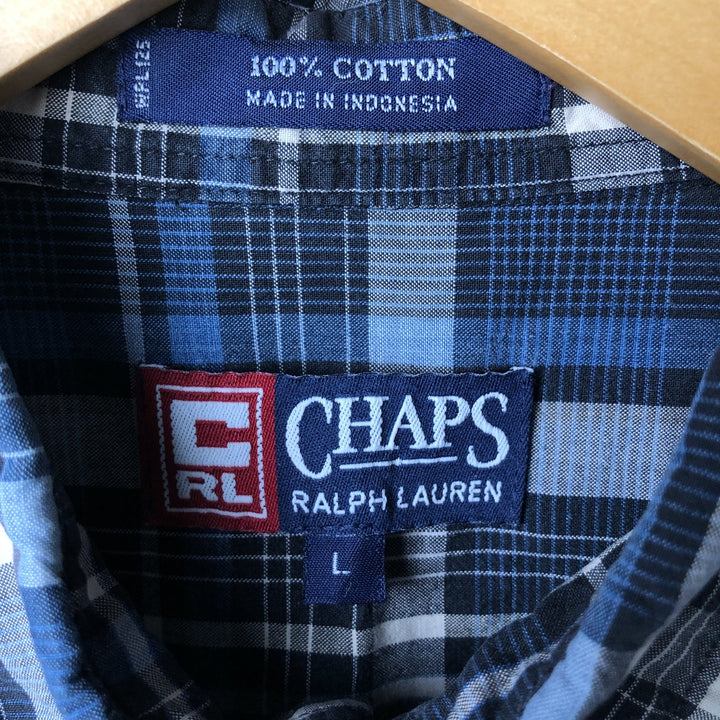 90'S Ralph Lauren CHAPS short sleeve button down check shirt men's size L vintage cotton blue type Vintage Second Hand