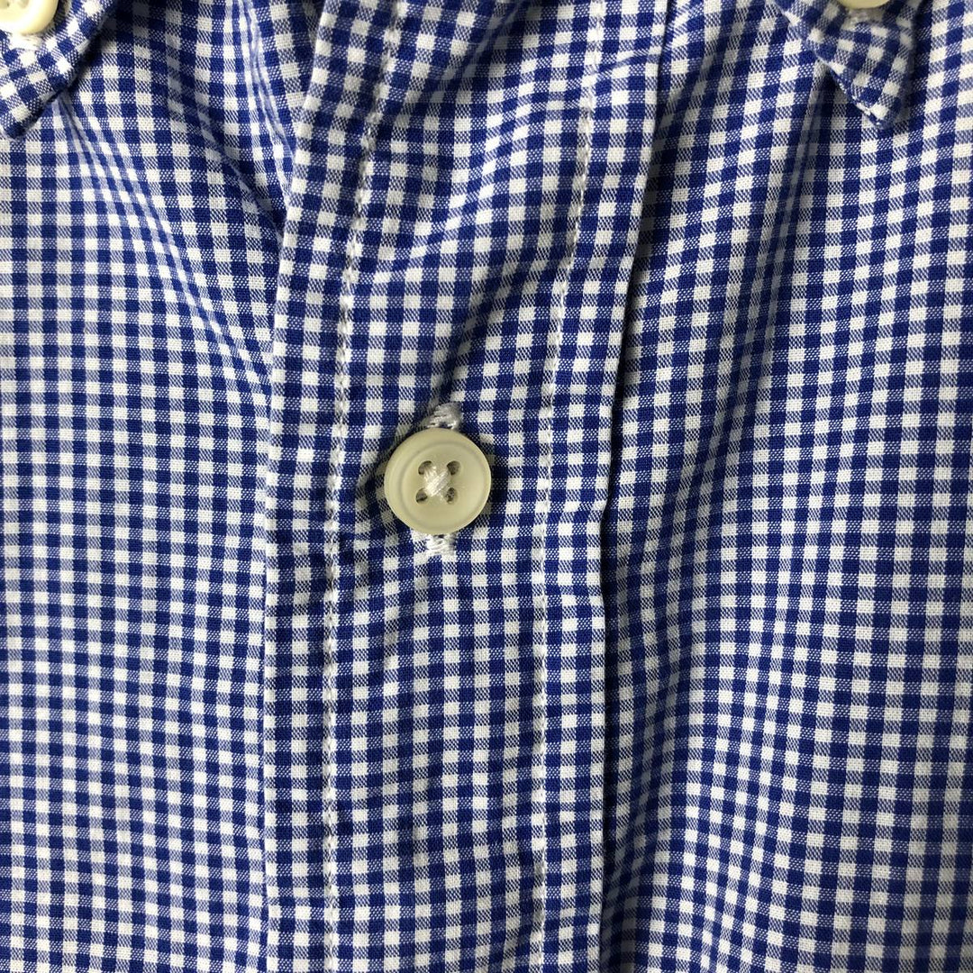 Ralph Lauren POLO RALPH LAUREN Gingham check short sleeve button down check shirt Men's L size cotton blue type Vintage Second Hand