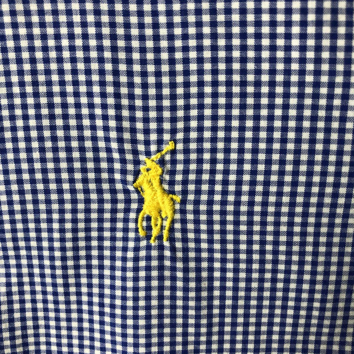 Ralph Lauren POLO RALPH LAUREN Gingham check short sleeve button down check shirt Men's L size cotton blue type Vintage Second Hand