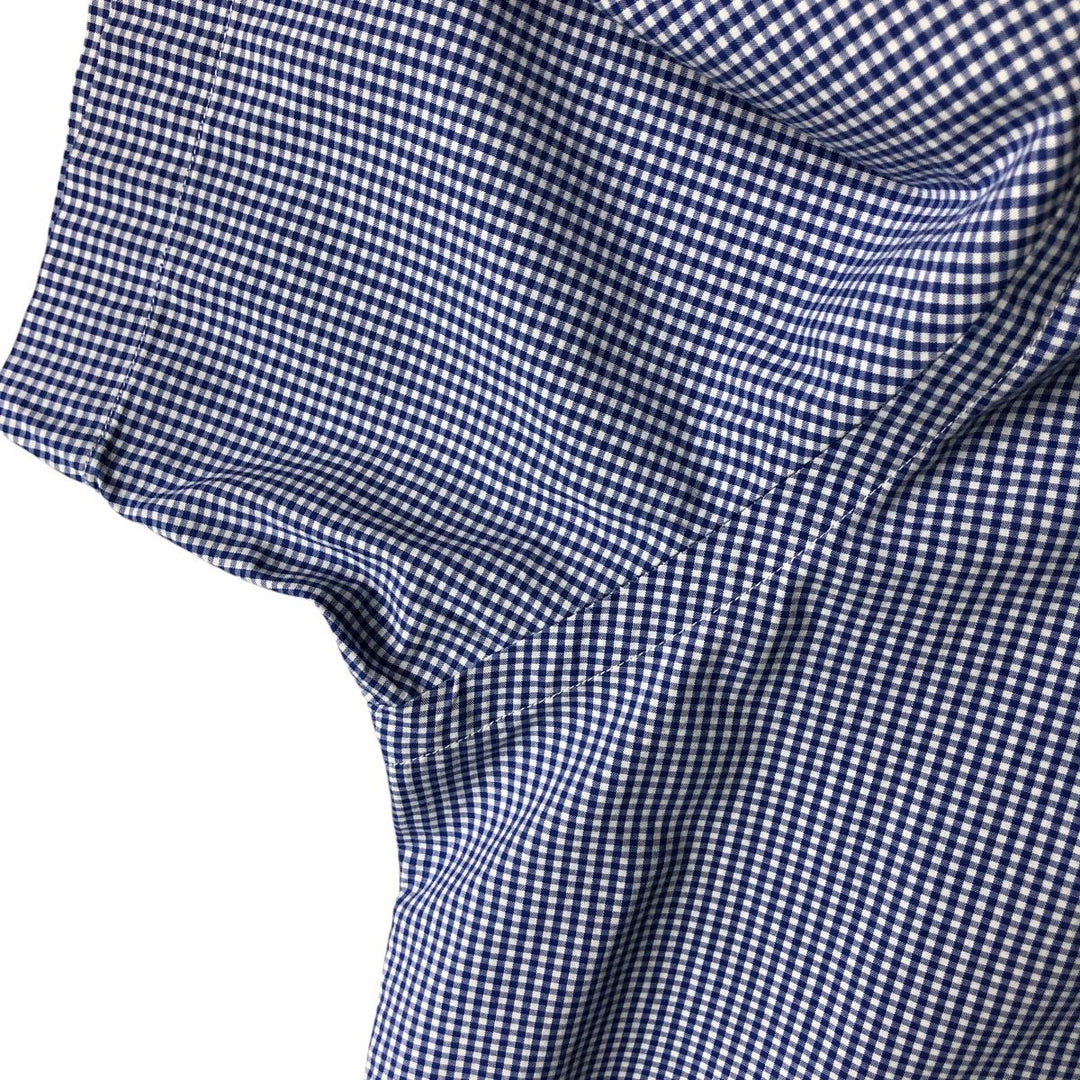 Ralph Lauren POLO RALPH LAUREN Gingham check short sleeve button down check shirt Men's L size cotton blue type Vintage Second Hand