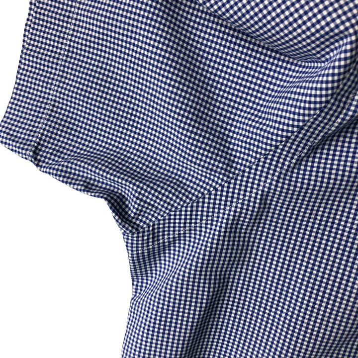 Ralph Lauren POLO RALPH LAUREN Gingham check short sleeve button down check shirt Men's L size cotton blue type Vintage Second Hand