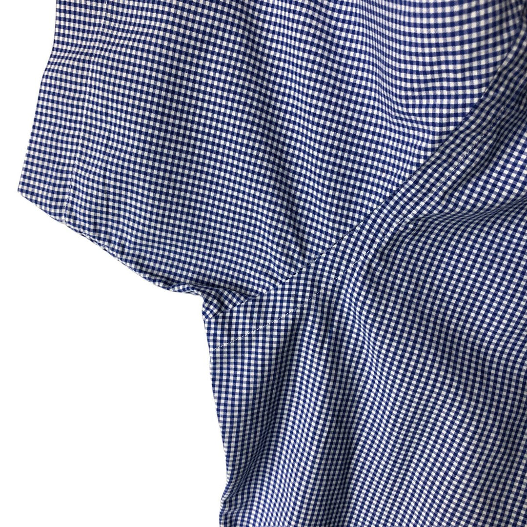 Ralph Lauren POLO RALPH LAUREN Gingham check short sleeve button down check shirt Men's L size cotton blue type Vintage Second Hand