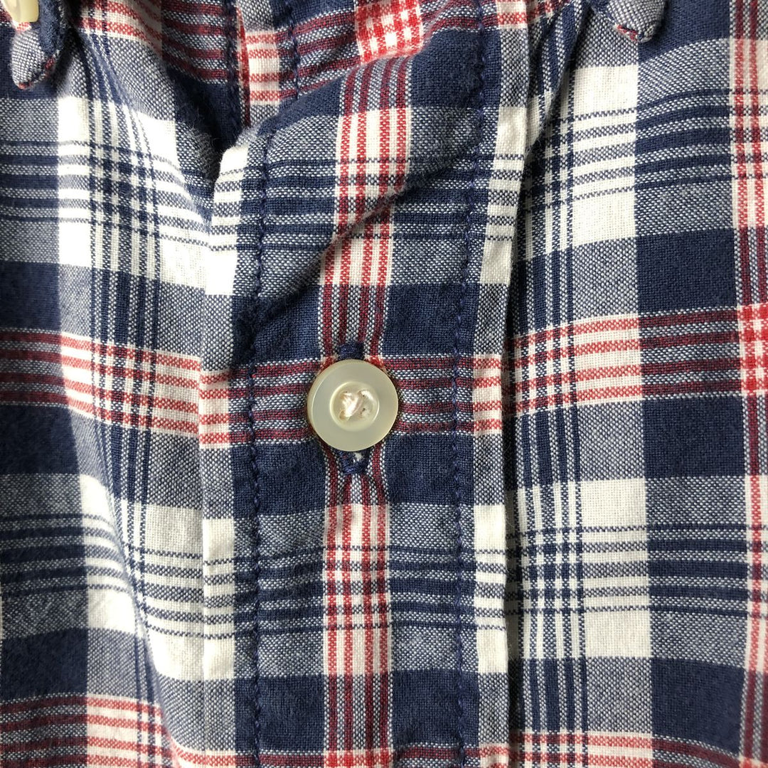 Vintage Ralph Lauren POLO SPORT short-sleeved button-down checked shirt, men's size XL cotton navy blue type Vintage Second Hand