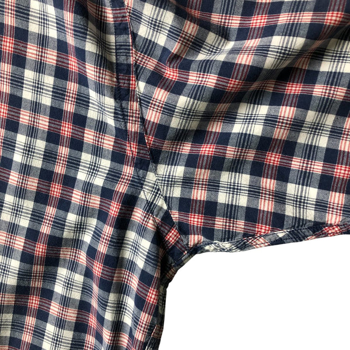 Vintage Ralph Lauren POLO SPORT short-sleeved button-down checked shirt, men's size XL cotton navy blue type Vintage Second Hand