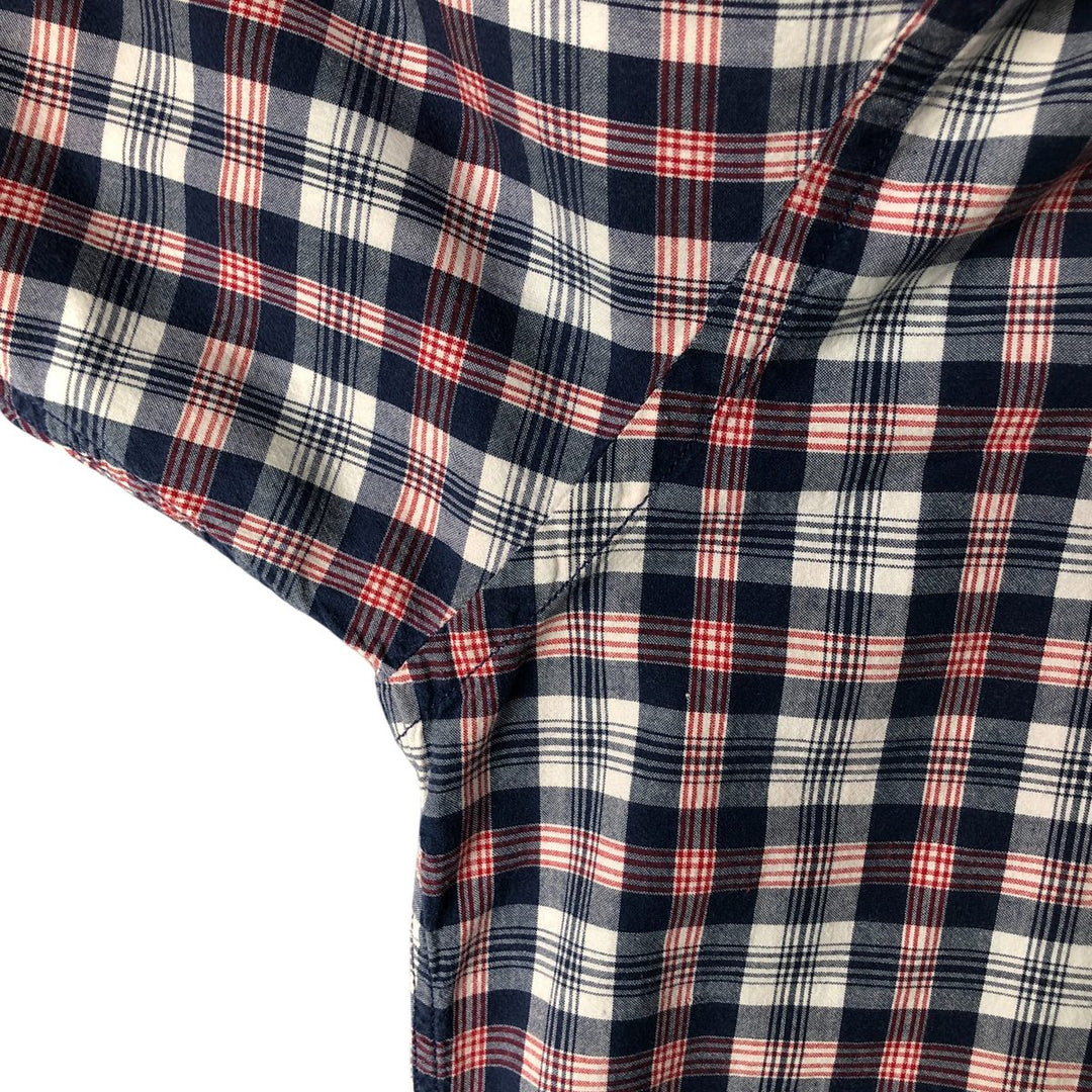 Vintage Ralph Lauren POLO SPORT short-sleeved button-down checked shirt, men's size XL cotton navy blue type Vintage Second Hand