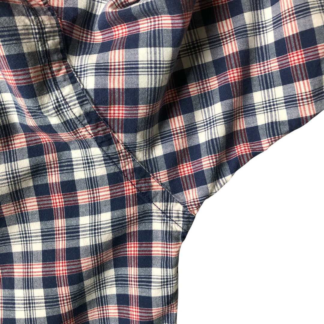 Vintage Ralph Lauren POLO SPORT short-sleeved button-down checked shirt, men's size XL cotton navy blue type Vintage Second Hand