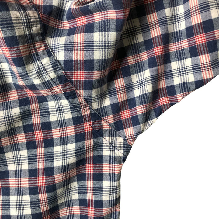 Vintage Ralph Lauren POLO SPORT short-sleeved button-down checked shirt, men's size XL cotton navy blue type Vintage Second Hand