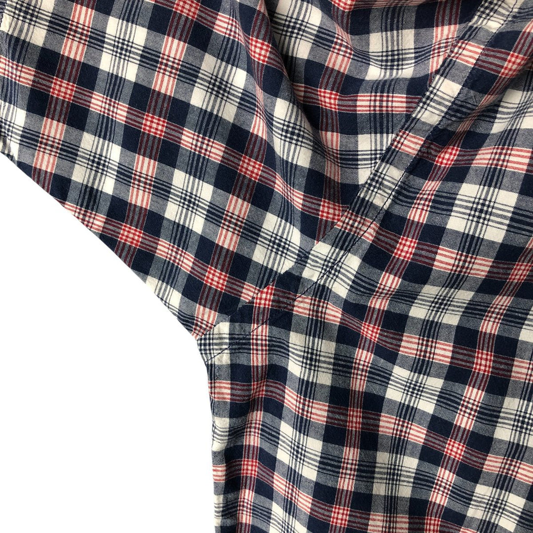 Vintage Ralph Lauren POLO SPORT short-sleeved button-down checked shirt, men's size XL cotton navy blue type Vintage Second Hand