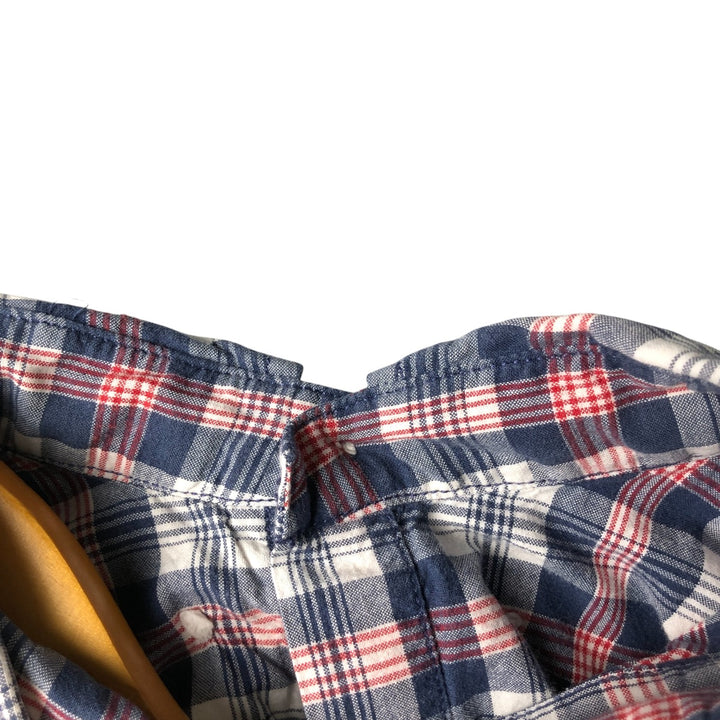 Vintage Ralph Lauren POLO SPORT short-sleeved button-down checked shirt, men's size XL cotton navy blue type Vintage Second Hand