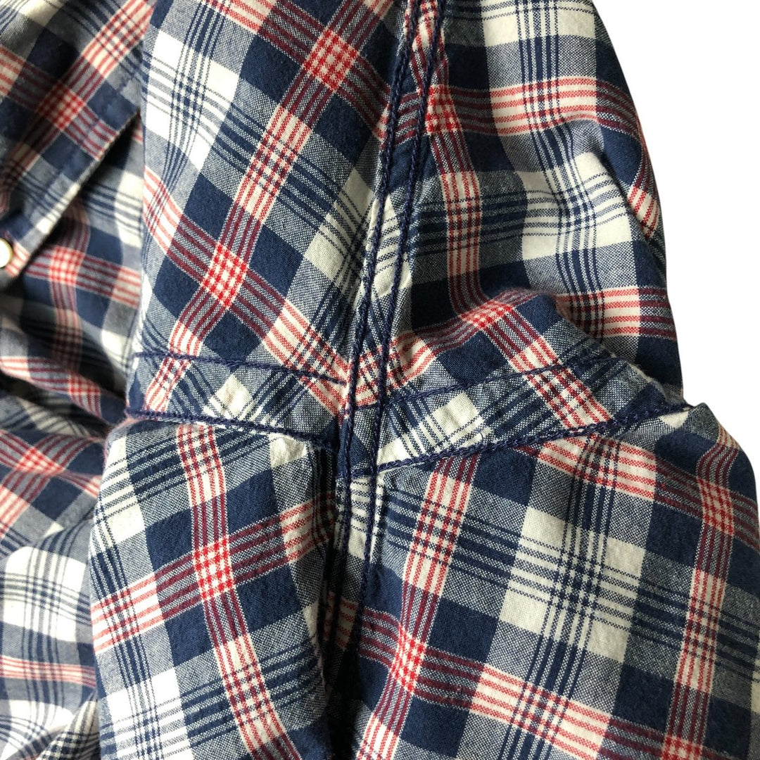 Vintage Ralph Lauren POLO SPORT short-sleeved button-down checked shirt, men's size XL cotton navy blue type Vintage Second Hand