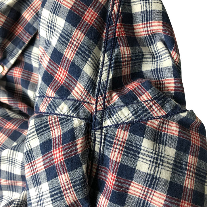 Vintage Ralph Lauren POLO SPORT short-sleeved button-down checked shirt, men's size XL cotton navy blue type Vintage Second Hand