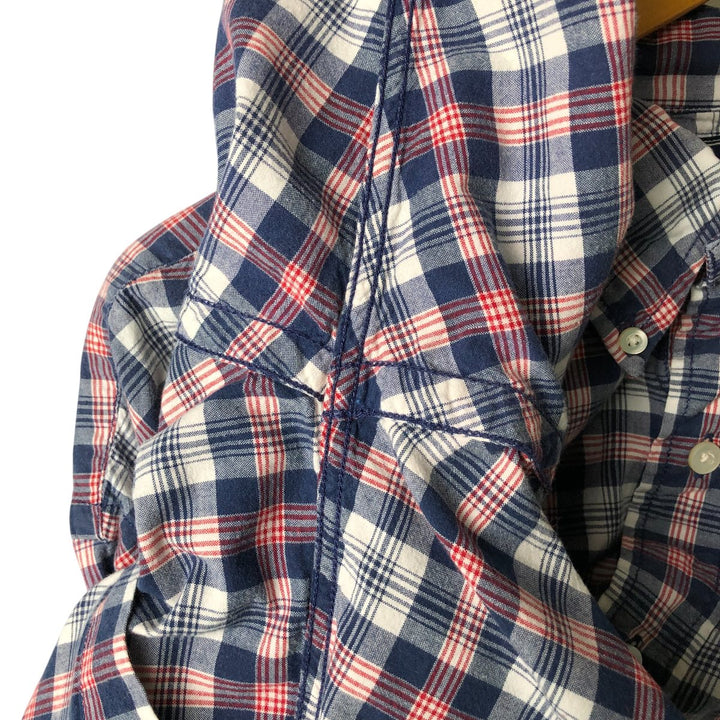 Vintage Ralph Lauren POLO SPORT short-sleeved button-down checked shirt, men's size XL cotton navy blue type Vintage Second Hand