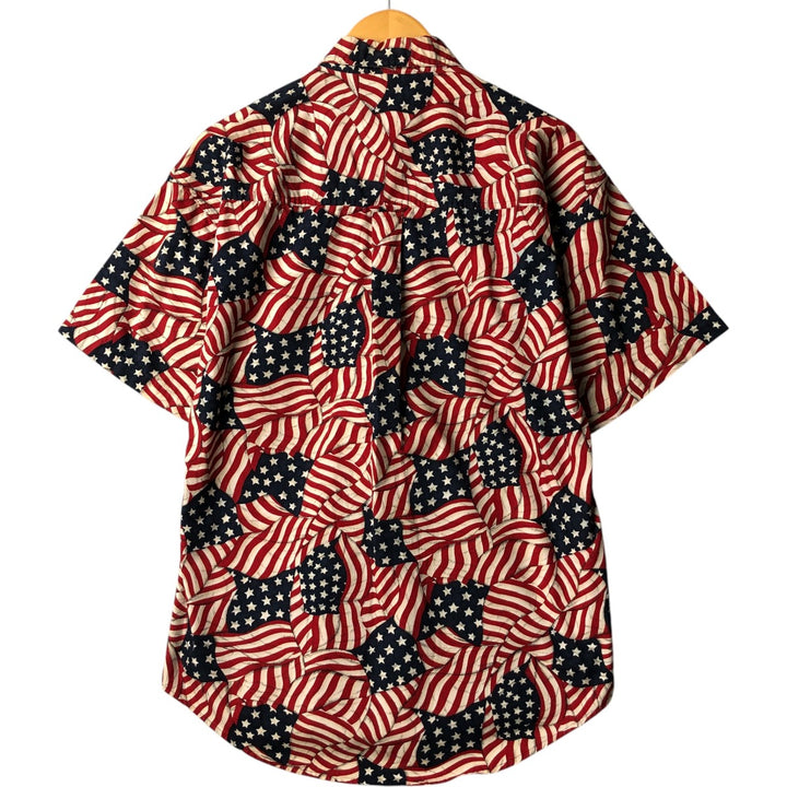 Vintage 90'S Ralph Lauren Chaps Stars and Stripes short-sleeved button-down shirt, size M, men's cotton red type Vintage Second Hand
