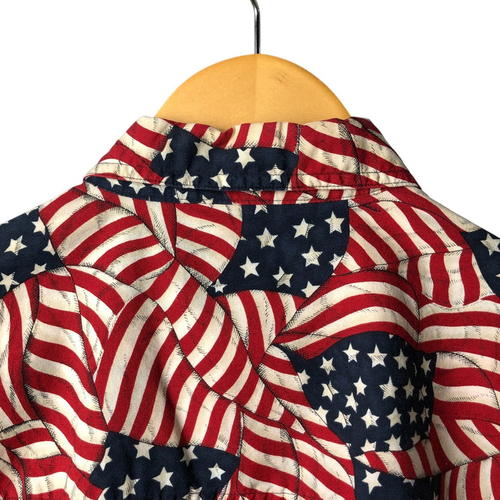 Vintage 90'S Ralph Lauren Chaps Stars and Stripes short-sleeved button-down shirt, size M, men's cotton red type Vintage Second Hand