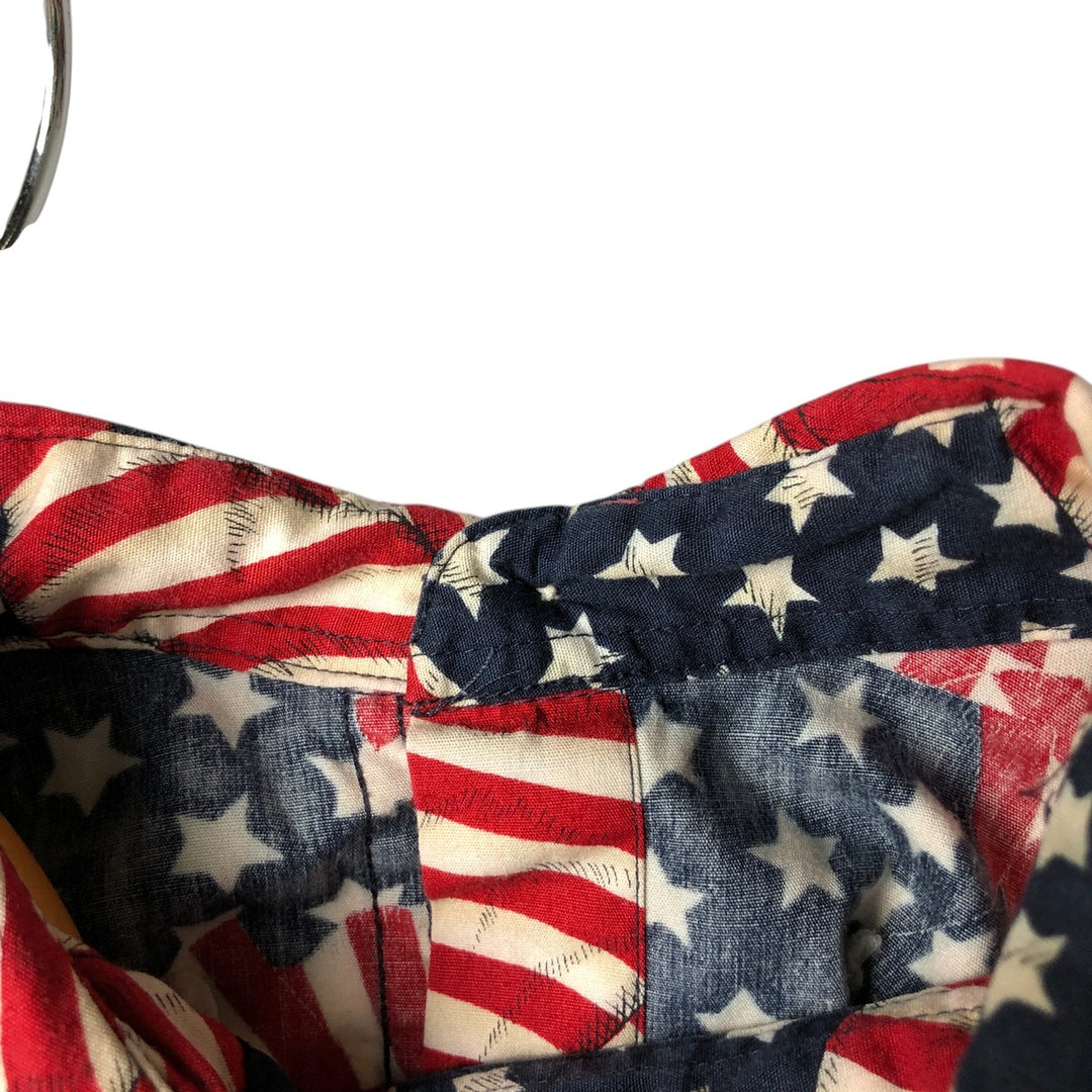 Vintage 90'S Ralph Lauren Chaps Stars and Stripes short-sleeved button-down shirt, size M, men's cotton red type Vintage Second Hand