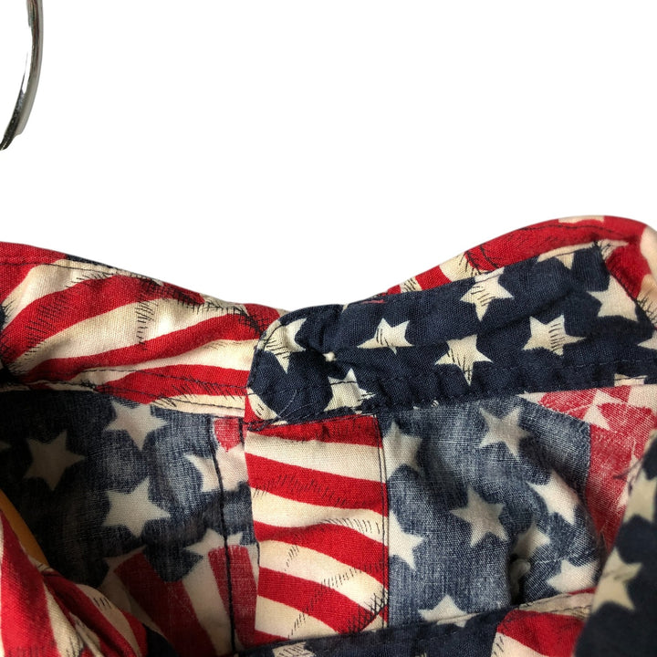 Vintage 90'S Ralph Lauren Chaps Stars and Stripes short-sleeved button-down shirt, size M, men's cotton red type Vintage Second Hand