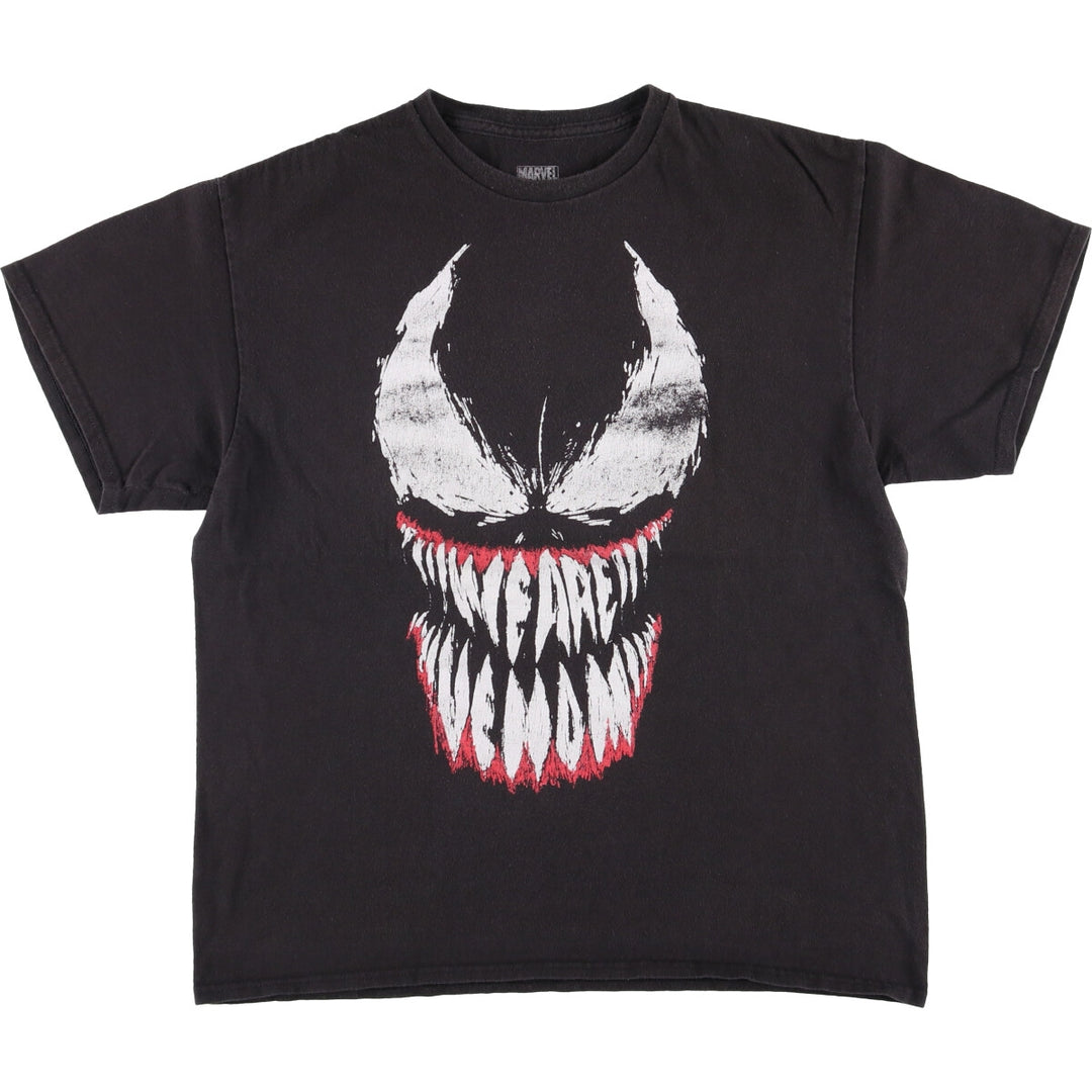 Marvel VENOM Character Print T-Shirt, Men's L size cotton black type Vintage Second Hand