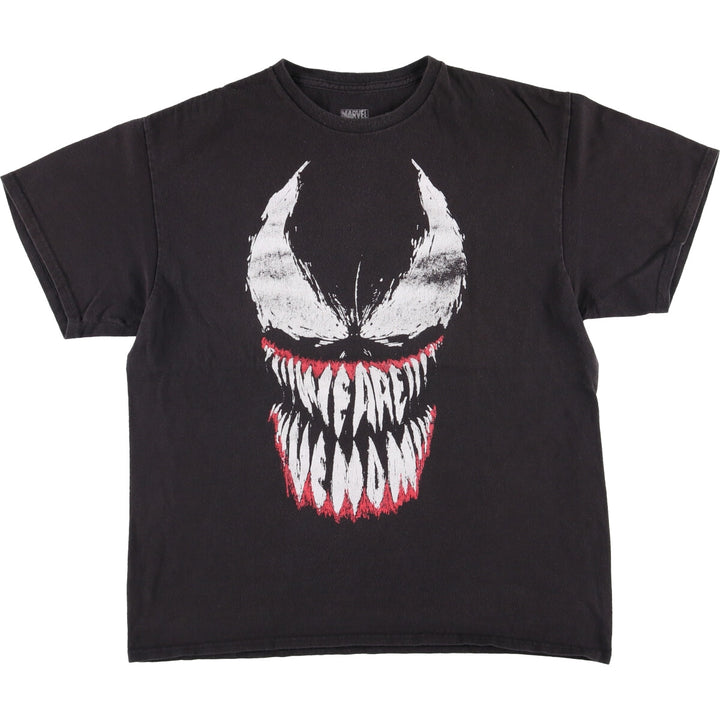 Marvel VENOM Character Print T-Shirt, Men's L size cotton black type Vintage Second Hand
