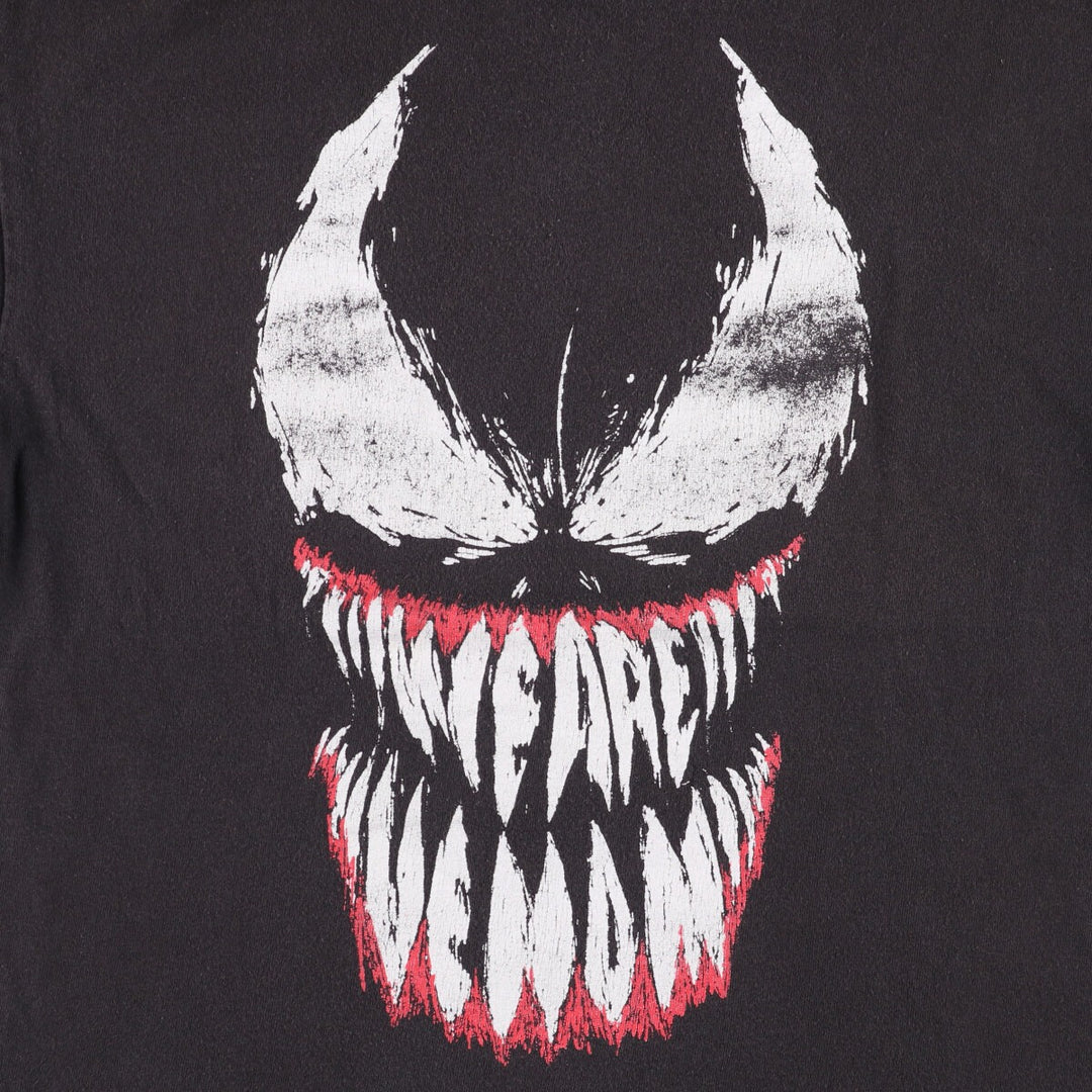 Marvel VENOM Character Print T-Shirt, Men's L size cotton black type Vintage Second Hand