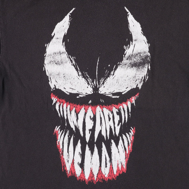Marvel VENOM Character Print T-Shirt, Men's L size cotton black type Vintage Second Hand