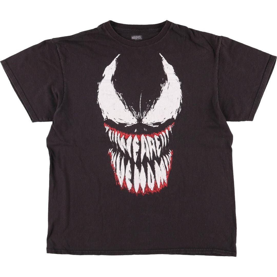 Marvel VENOM Character Print T-Shirt, Men's L size cotton black type Vintage Second Hand