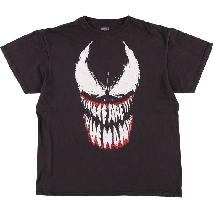 Marvel VENOM Character Print T-Shirt, Men's L size cotton black type Vintage Second Hand