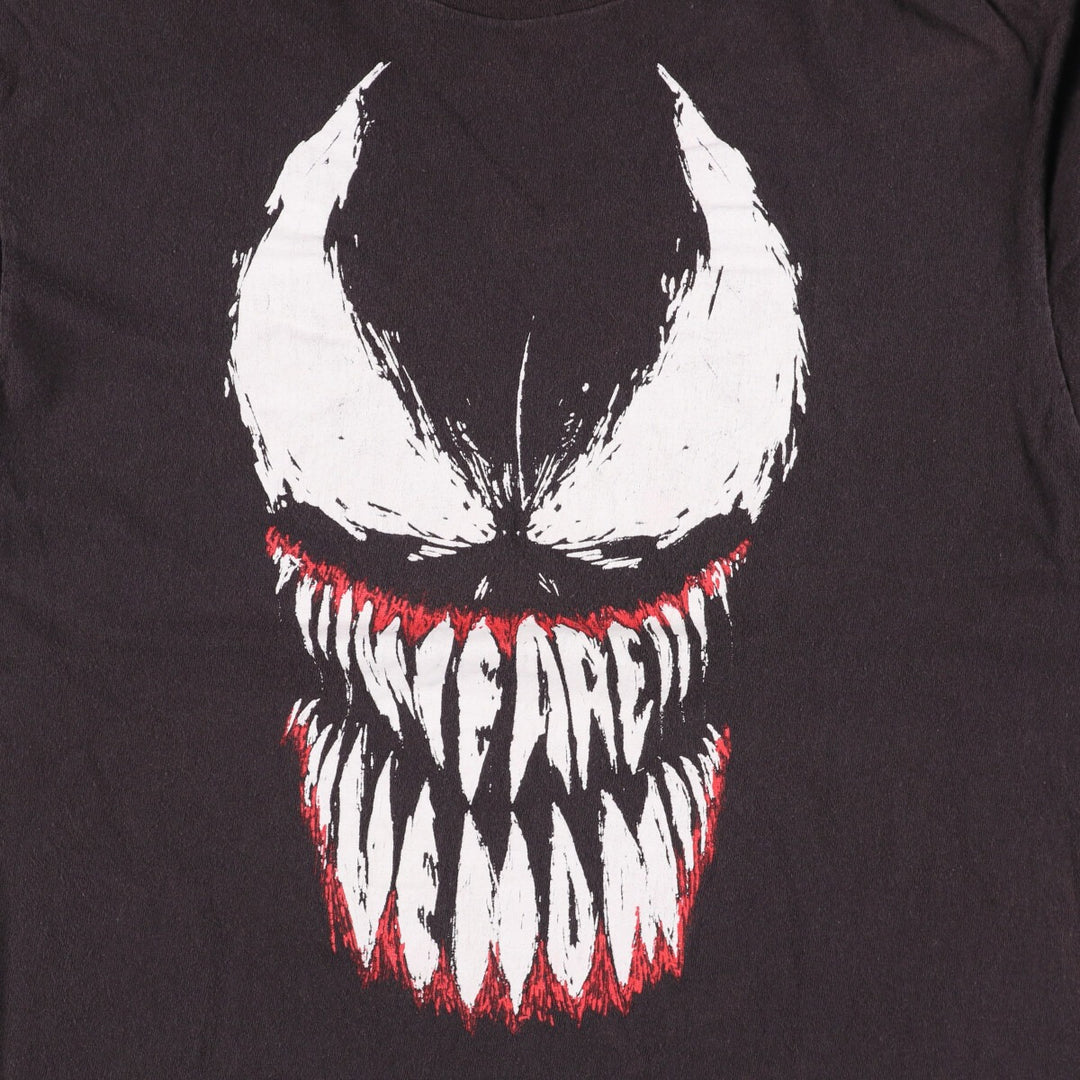 Marvel VENOM Character Print T-Shirt, Men's L size cotton black type Vintage Second Hand