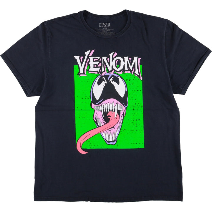 Marvel VENOM Character Print T-Shirt, Men's L size cotton black type Vintage Second Hand