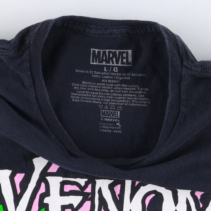 Marvel VENOM Character Print T-Shirt, Men's L size cotton black type Vintage Second Hand