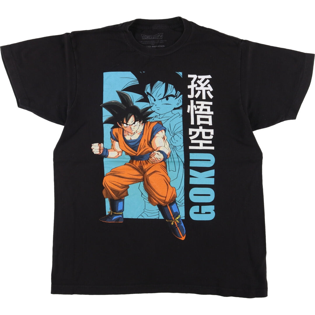 Dragon Ball Z Son Goku Anime Character Print T-Shirt, Men's Medium cotton black type Vintage Second Hand
