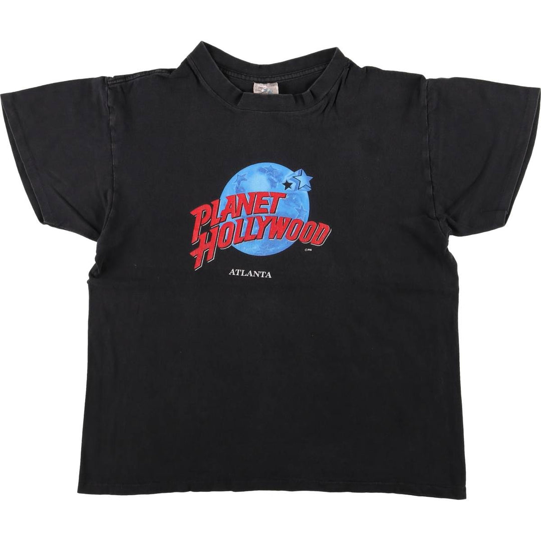90'S PLANET HOLLYWOOD Advertising T-shirt, Made in USA, Men's L size, Vintage cotton Charcoal Vintage Second Hand