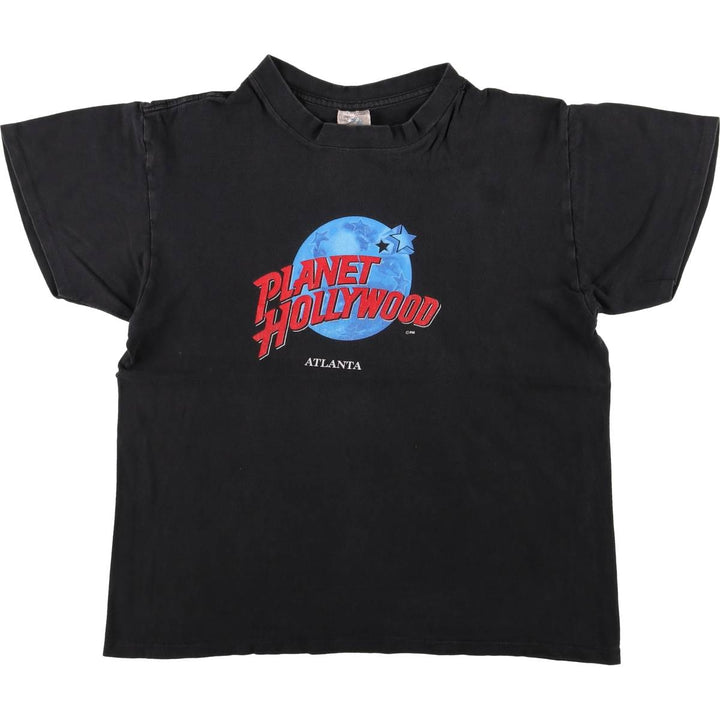90'S PLANET HOLLYWOOD Advertising T-shirt, Made in USA, Men's L size, Vintage cotton Charcoal Vintage Second Hand